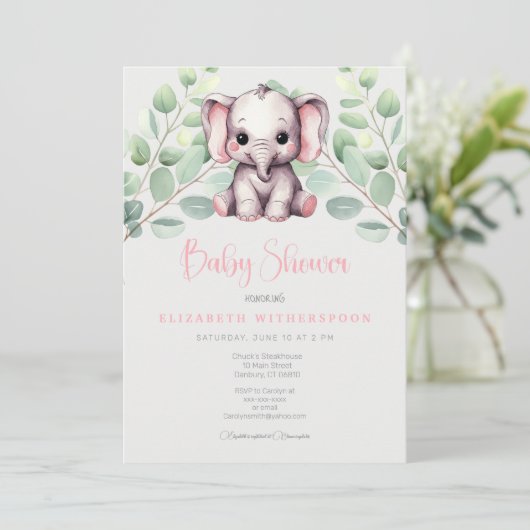 infan elephant baby shower Invitation stijlvol chi Kaart (Staand voorkant)