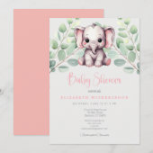 infan elephant baby shower Invitation stijlvol chi Kaart (Voorkant / Achterkant)