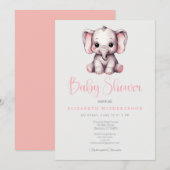 infan elephant baby shower Invitation stijlvol chi Kaart (Voorkant / Achterkant)