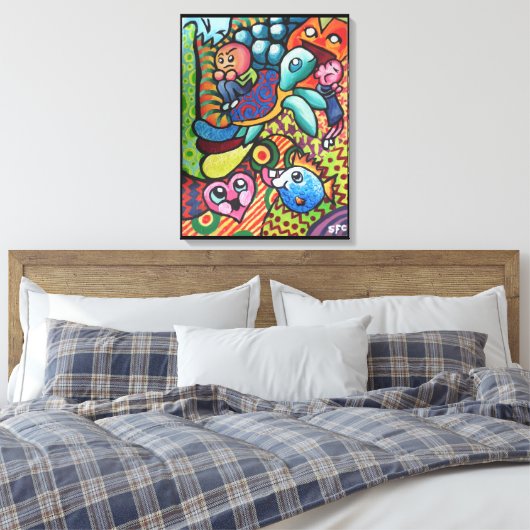 InFancy By Squid Fear City Canvas Afdruk (Insitu (Slaapkamer))