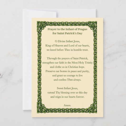 Infant of Prague Prayer St. Patricks Day (Achterkant)