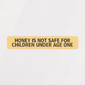 Infant Warning Honey Jar Lid Security Label Yellow (Design 1)