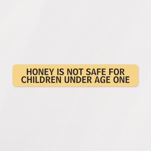 Infant Warning Honey Jar Lid Security Label Yellow (Design 1)