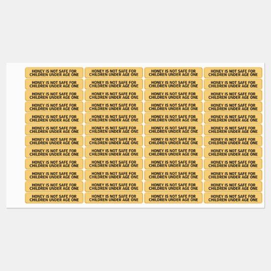 Infant Warning Honey Jar Lid Security Label Yellow (Vel)