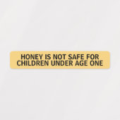 Infant Warning Honey Jar Lid Security Label Yellow (Design 2)