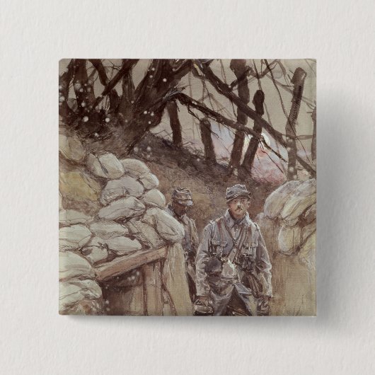 Infantermen in een moersleutel, Notre-Dame de Lore Vierkante Button 5,1 Cm (Voorkant)