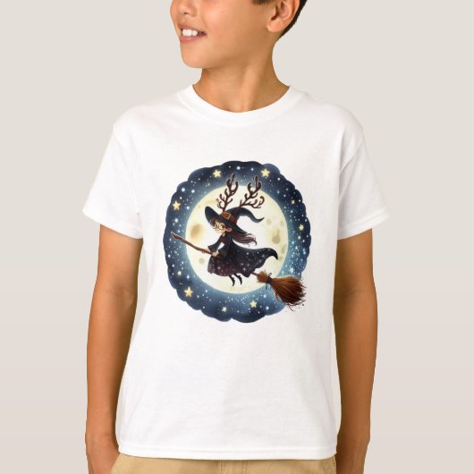 Infantil(T-shirt) Viagem da Bruxa Natalina T-shirt (Voorkant)