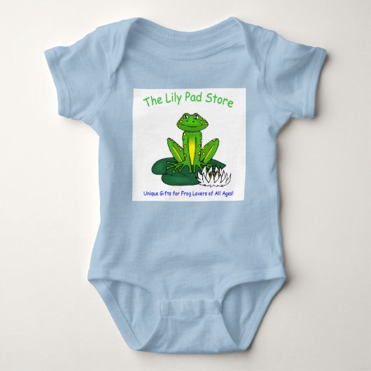 Infant's Frog on a Lily Pad Blue on White Bodysuit (Voorkant)