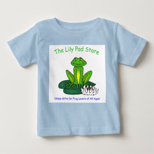 Infant's Frog on a Lily Pad White on Blue T-Shirt (Voorkant)