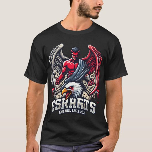 Infernal Apex: Devil Angel-Eagle Hybrid Embleem T-shirt (Voorkant)