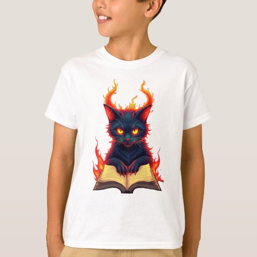 Infernal Cat leest een spreukboek T-shirt (Voorkant)