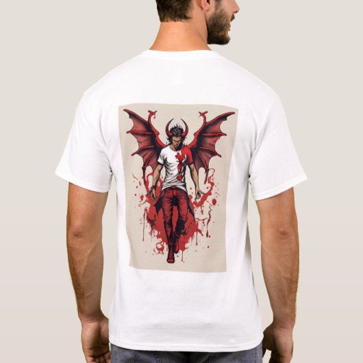 Infernal Clash: Devil Angel T-shirt Design" (Achterkant)