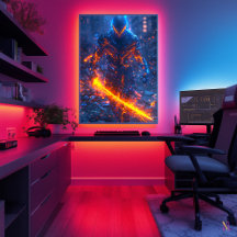 Infernal Cyber Warrior – Neon Fire Samurai