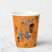 Infernal Oranje Halloween Papieren Bekers (Achterkant)