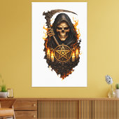 Infernal Skull of the Reaper – Gothic Fire Art Canvas Afdruk (Insitu (Woonkamer))