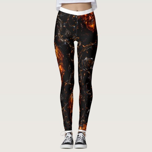 Infernal Vine Pumpkin Skull Halloween Leggings (Voorkant)