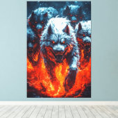 Infernal Wolf Pack Canvas Afdrukken (Insitu (Houten vloer))