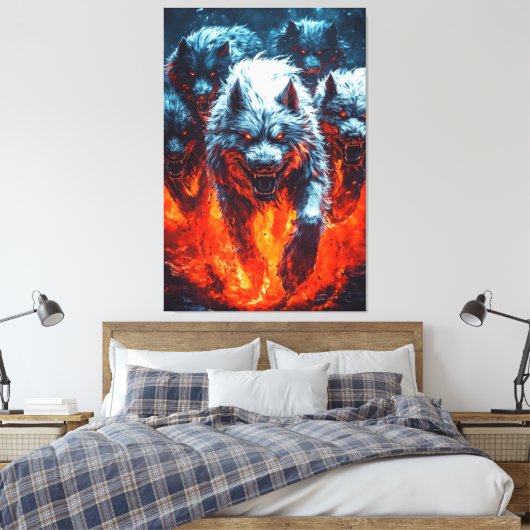 Infernal Wolf Pack Canvas Afdrukken (Insitu (Slaapkamer))