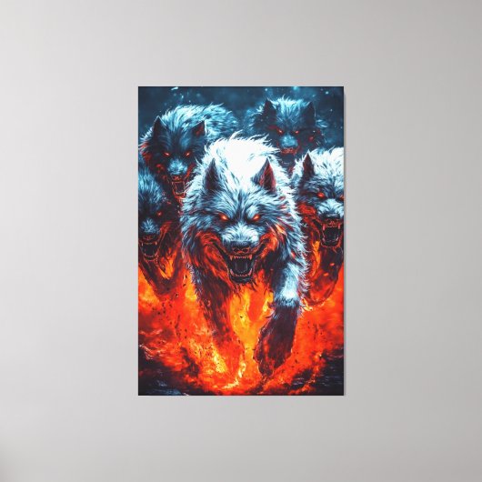 Infernal Wolf Pack Canvasprint Canvas Afdruk (Voorkant)