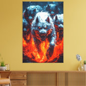 Infernal Wolf Pack Canvasprint Canvas Afdruk (Insitu (Woonkamer))