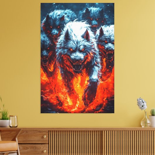 Infernal Wolf Pack Canvasprint Canvas Afdruk (Insitu (Woonkamer))