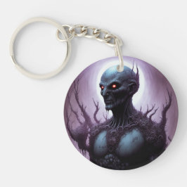 Infernale gaze: blauwgeknipte demon sleutelhanger