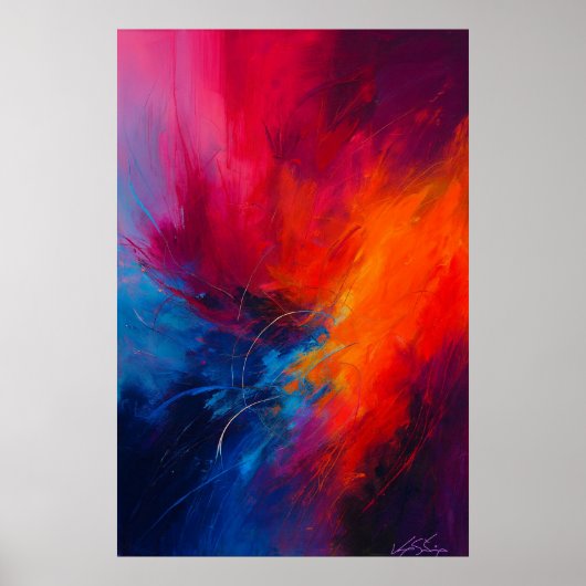 Inferno Bloom Abstracte Uitbarsting van Kleur Poster (Voorkant)