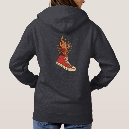 Inferno Bloom – Flame & Flower Sneaker Art Hoodie (Achterkant)