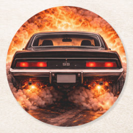 Inferno Burnout Muscle Car Ronde Kartonnen Onderzetter