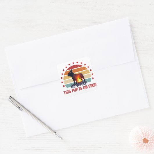 Inferno Canine Vierkante Sticker (Envelop)