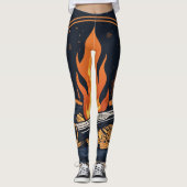 "Inferno Chic: Leggings voor meisjes met vuurontwe (Voorkant)