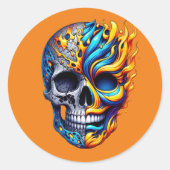 Inferno Duality schedel Ronde Sticker (Voorkant)