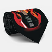 Inferno Flames Bass Guitar Player Bassistent Music Stropdas (Opgerold)