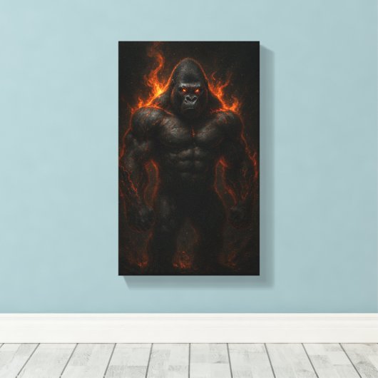 Inferno Gorilla: Unleash the Beast Within Canvas Afdruk (Insitu (Houten vloer))
