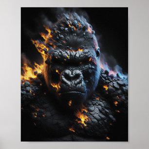 Inferno Gorilla – Vuurachtig Lavabeest Digitale Ku Poster