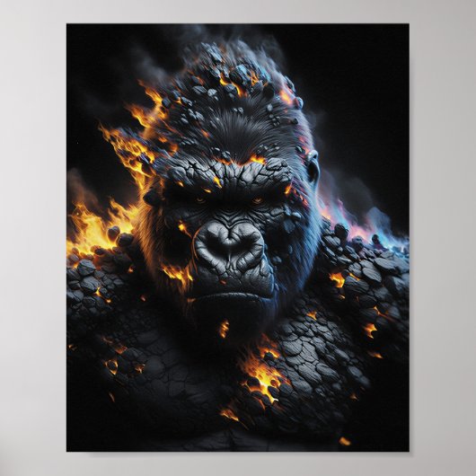 Inferno Gorilla – Vuurachtig Lavabeest Digitale Ku Poster (Voorkant)