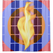 Inferno Grid: Vurige Abstracte Douchegordijn (Voorkant)