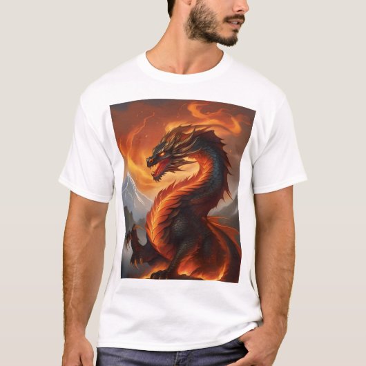 Inferno Guardian: De Vurige Beschermdraak T-shirt (Voorkant)