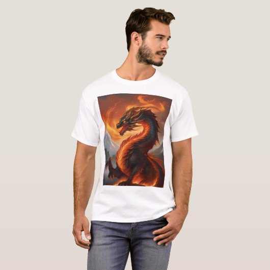 Inferno Guardian: De Vurige Beschermdraak T-shirt (Voorkant volledig)