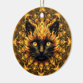 Inferno Kat Mandala Keramisch Ornament (Links)