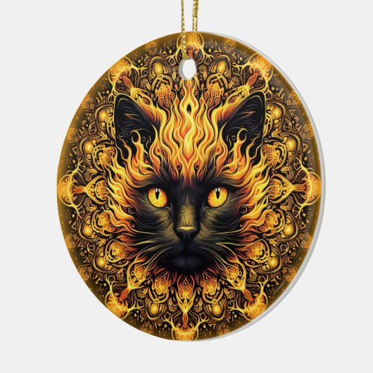 Inferno Kat Mandala Keramisch Ornament (Links)