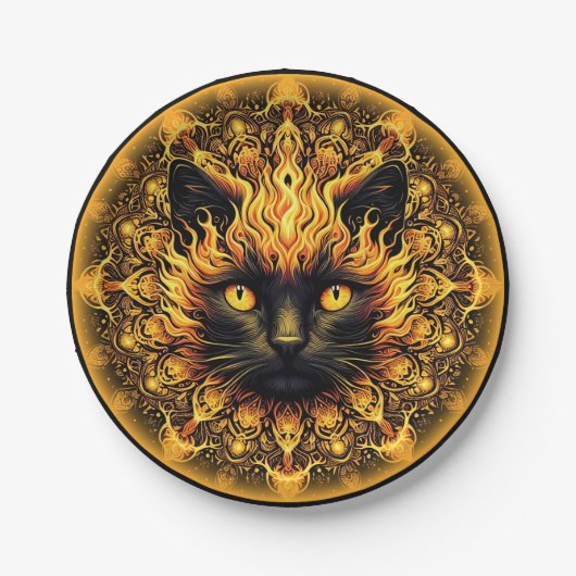 Inferno Kat Mandala Papieren Bordje (Voorkant)