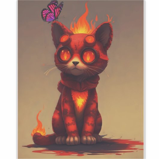 Inferno-Kat Sticker (Voorkant)