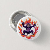 Inferno Monkey Ronde Button 3,2 Cm (Voorkant /achterkant)