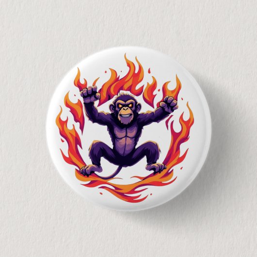 Inferno Monkey Ronde Button 3,2 Cm (Voorkant)