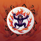 Inferno Monkey Ronde Button 3,2 Cm