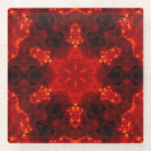Inferno Nexus – Vurige Kaleidoscoop Art Glazen Onderzetter (Voorkant)