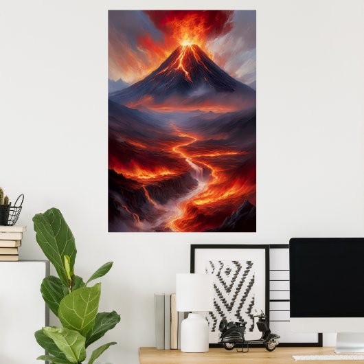 Inferno ontketende, de enorme vulkaanuitbarsting poster (Thuiskantoor)
