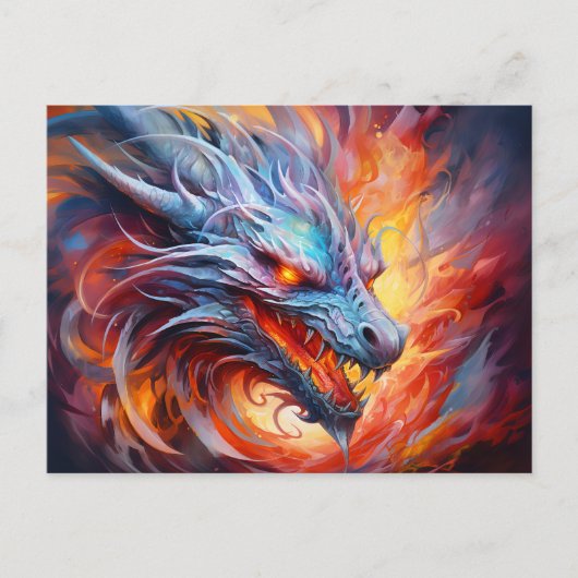Inferno Spiral – Chinese Airbrush Dragon in Orange Briefkaart (Voorkant)