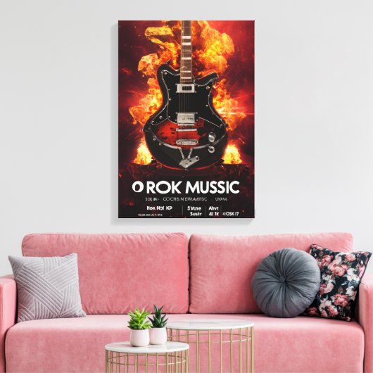 Inferno Strings: Rock Music Unleashed Canvas Afdruk (Insitu (Woonkamer))